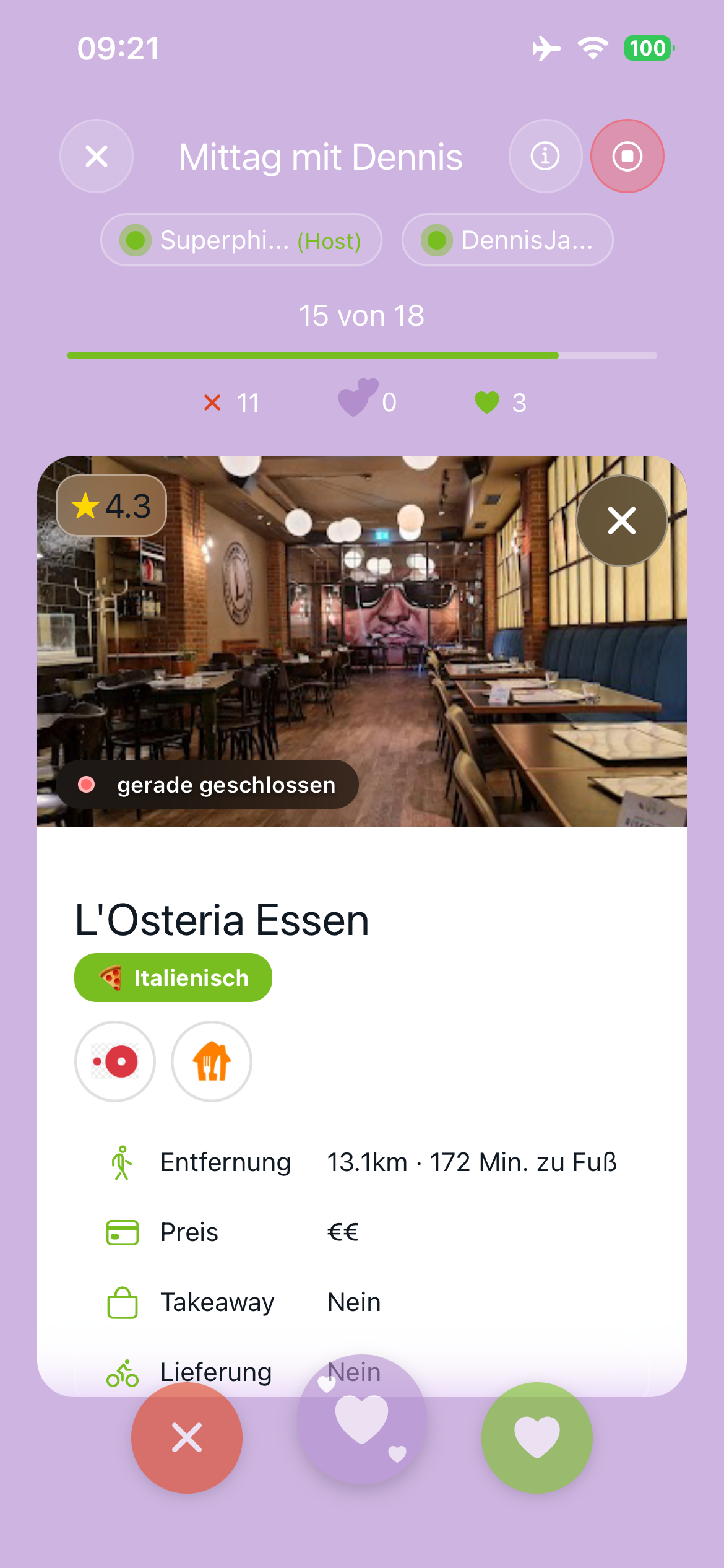 Restaurant swipen